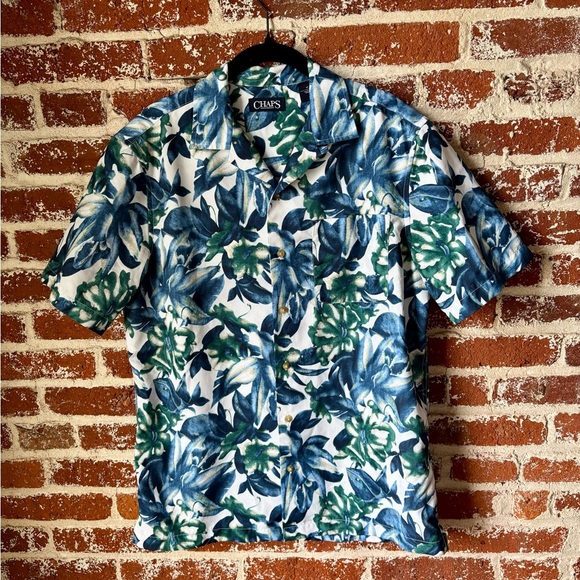 Chaps hawaiian blue and green floral button down - Picture 4 of 5